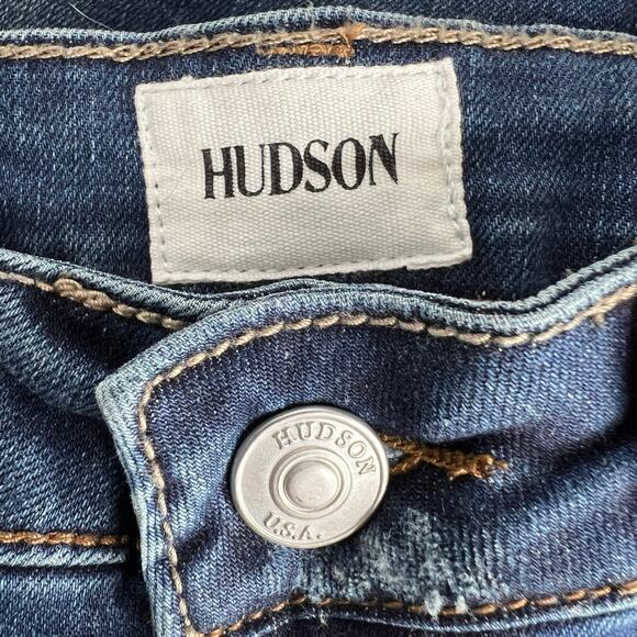 Girls Hudson Dark Wash Distressed Skinny Jeans Size 10 - Picture 2 of 5